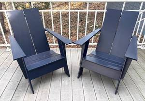 BY - Two Room & Board Emmet Adirondack Lounge Chairs in Navy Blue
