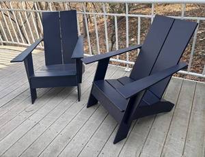 BY - Two Room & Board Emmet Adirondack Lounge Chairs in Navy Blue