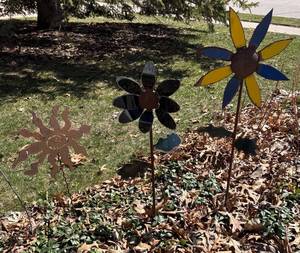 FY - Trio of Floral Garden Stakes