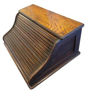 LL - Vintage Oak Roll-Top Desk Top with Tambour & Cubby Storage