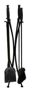 LR - Fireplace Tools Set - 4-Piece Black Iron