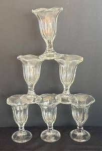 LR - Six Parfait Glasses - Clear Glass Dessert Cups