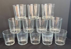 LR - 12 Crate & Barrel Rings Lowball Glasses
