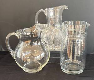 LR - Set of 3 Glass Pitchers