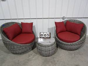 Wicker Barrell Furniture Set - 3 piece