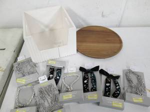 Lot of bling wrist straps, a wood b...