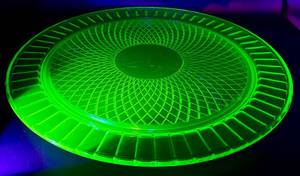 Vintage Green Depression Uranium Glass 13 Round