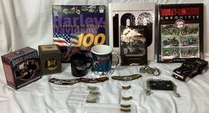 Harley Davidson Collectibles Lot - Books, Mugs, Replicas, Patches, Pins and More