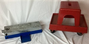 K & L Motorcycle JackLift includes Rolling Mechanics Seat with Tool Holder