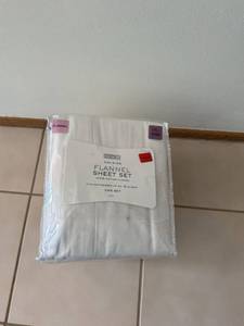 Home Cal-King Flannel Sheet Set 100% Cotton White In Package