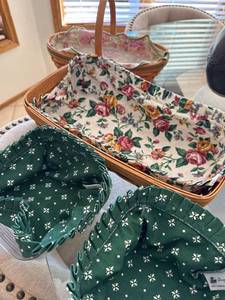 Longaberger Handwoven Basket Set 2 Baskets Liners Protectors 1998