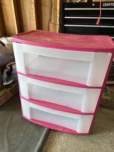 Sterilite 3 Drawer Plastic Storage Organizer Pink White See Photos