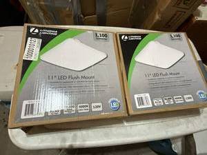 Pair Lithonia Lighting 11in LED Flush Mount 1100 Lumens 4000K