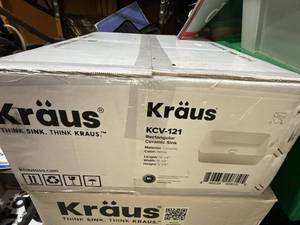 Kraus KCV-121 Rectangular White Ceramic Vessel Sink in Box