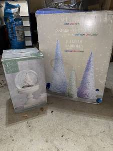 Holiday Decor Set LED Trees & Christmas Water Globe Boxed
