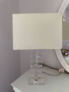 Clear Acrylic Lucite Table Lamp w Rectangular Shade 22in Modern