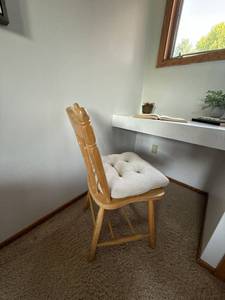 Wood Spindle Back Dining Chair with Tufted Seat Cushion, Natural