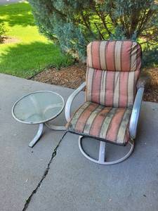 Patio Swivel Rocker Chair & Side Table Set- 2 chairs included