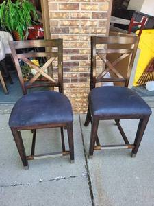 Set of 2 Cross-Back Dining Chairs With Upholstered Seats