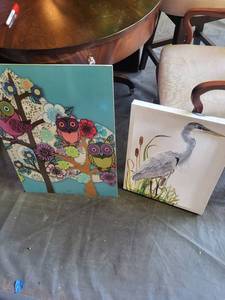 Decorative Owl and Heron Wall Art Set of 2
