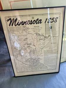 Framed Minnesota 1858 State Map Print