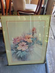 Framed Floral Wall Art Gold Tone Frame