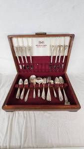 1847 Rogers Bros Silverplate Flatware Set in Wooden Case