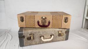Vintage Suitcases with Striped and Textured Designs