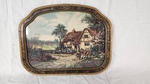 Framed Cottage Scene Artwork