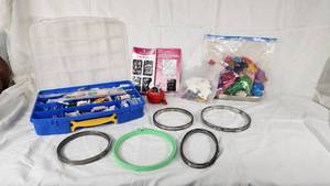 Embroidery and Sewing Supplies Set including Floss Organizer Box, Assorted Needles, Hoops, and Threads