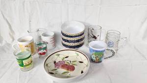 Assorted Kitchenware and Drinkware Including Furio Bowls, Curious George Glass, and More
