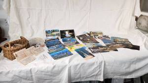 Vintage Postcards, Stamps, and Hairpins