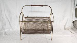 Vintage Brass Magazine Rack with Handle