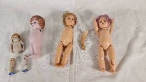 Lot of Vintage Porcelain Dolls with Detachable Limbs and Hair