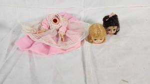 Doll Parts Including Heads and Dress