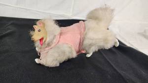 Vintage Plush Poodle Dog Toy in Pink Sweater