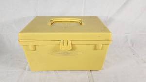 Vintage Sears Yellow Sewing Box with Supplies