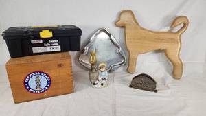 Wooden National Guard Minnesota Box, Tool Box, and Assorted Decorative Items