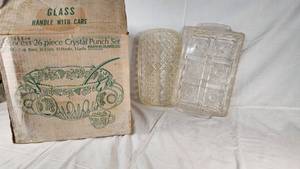 Indiana Glass Co. Princess Crystal Punch Set with Serving Trays
