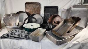 Baking Pan and Bakeware Collection including Heart-Shaped Pan, Bundt Pans, Loaf Pans, and Baking Sheets