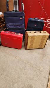 Set of Vintage and Modern Suitcases and Luggage