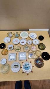 Lot of Collectible Ashtrays Featuring Various Locations and Brands