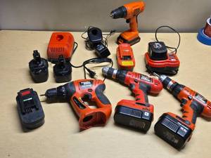 Black & Decker and Firestorm Cordless Drill Set with Chargers and Batteries - Untested