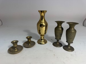 Brass Vases & Candle Holder