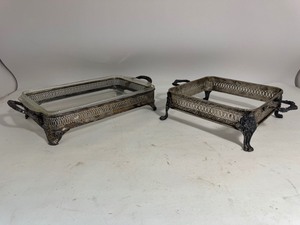 Lot of (2) Anchor Hocking Fire King Casserole Dish With Included Footed Silver Stand