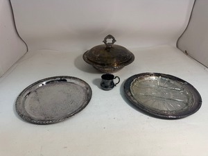 Lot of Silver Plates & Bowl With Lid