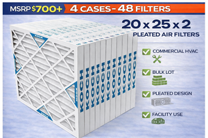 MSRP $600  4 Cases (48) Koch Multi-Pleat XL Air Filters 20x25x2, Commercial HVAC Furnace Filters, Pleated MERV Rated, Building Maintenance Facility Industrial Use