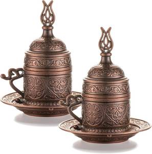 Generic Moroccan Style Metal Porcelain Espresso Cups Set of 2