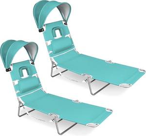 Romswi 2PK Folding Tanning Beach Chairs