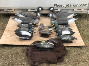 Lot of Goose & Duck Decoys with Cabelas Transport Bag